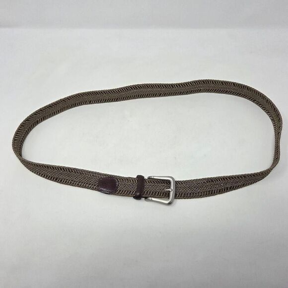 TORINO MADE IN USA BROWN TAN BRAIDED WEAVE SATIN LEATHER BELT MENS SIZE 40 - Picture 3 of 5